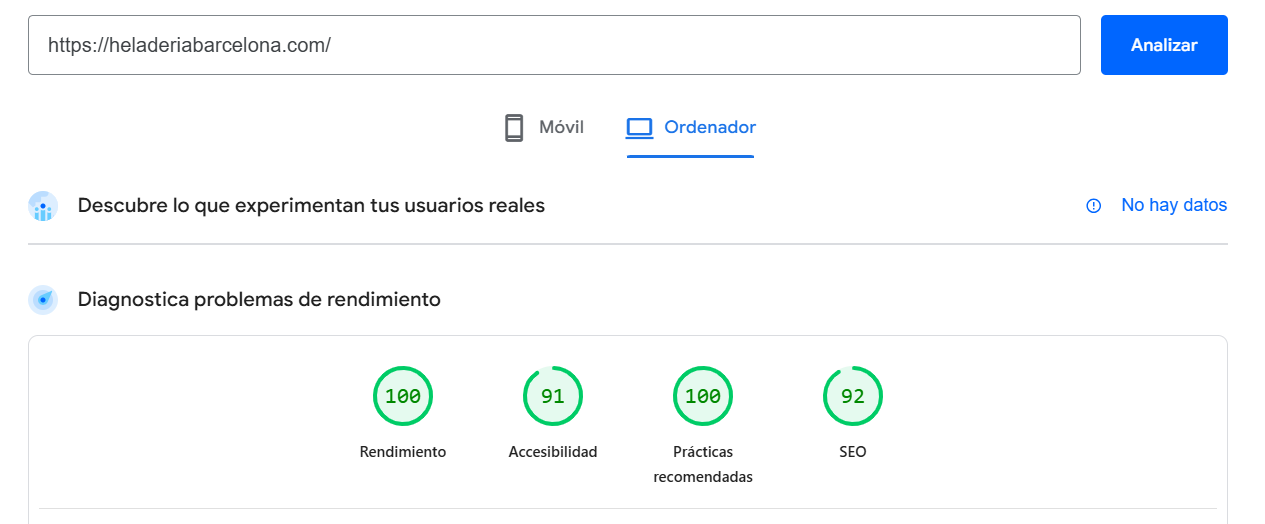 PageSpeed Insights La Palau