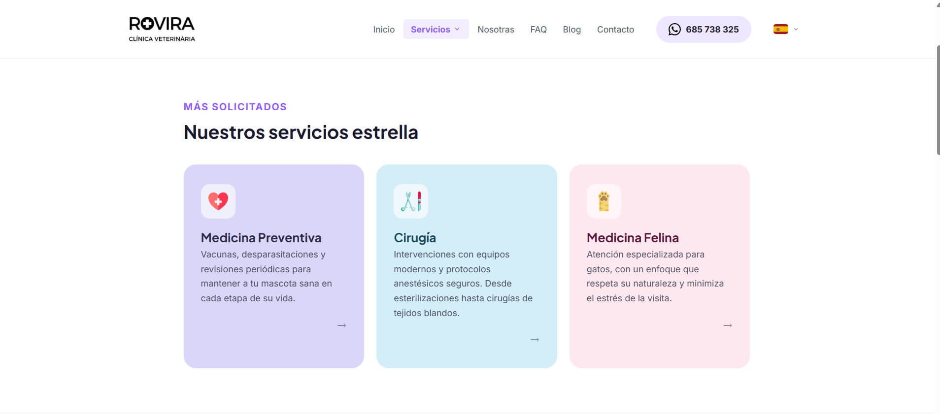 Nueva web — página de servicio